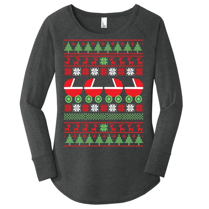 Cradle Ugly Christmas Sweater Women's Perfect Tri Tunic Long Sleeve Shirt