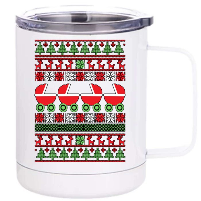 Cradle Ugly Christmas Sweater Front & Back 12oz Stainless Steel Tumbler Cup