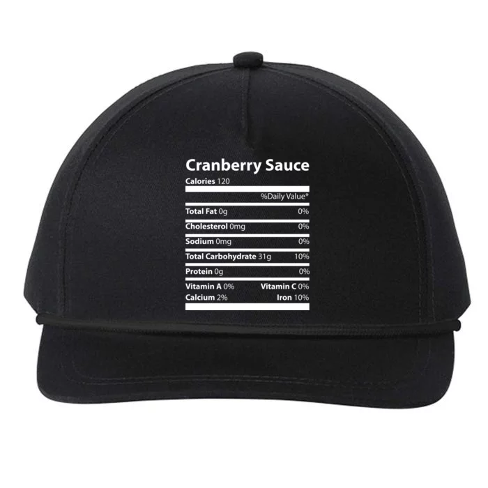 Cranberry Sauce Nutritional Facts Funny Thanksgiving Snapback Five-Panel Rope Hat