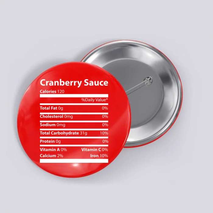 Cranberry Sauce Nutritional Facts Funny Thanksgiving Button