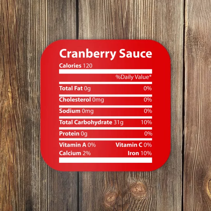 Cranberry Sauce Nutritional Facts Funny Thanksgiving Coaster