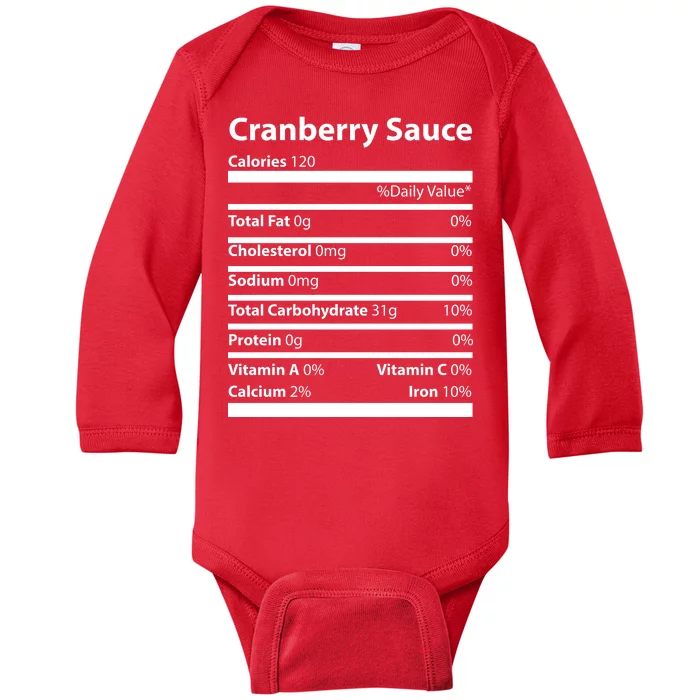 Cranberry Sauce Nutritional Facts Funny Thanksgiving Baby Long Sleeve Bodysuit