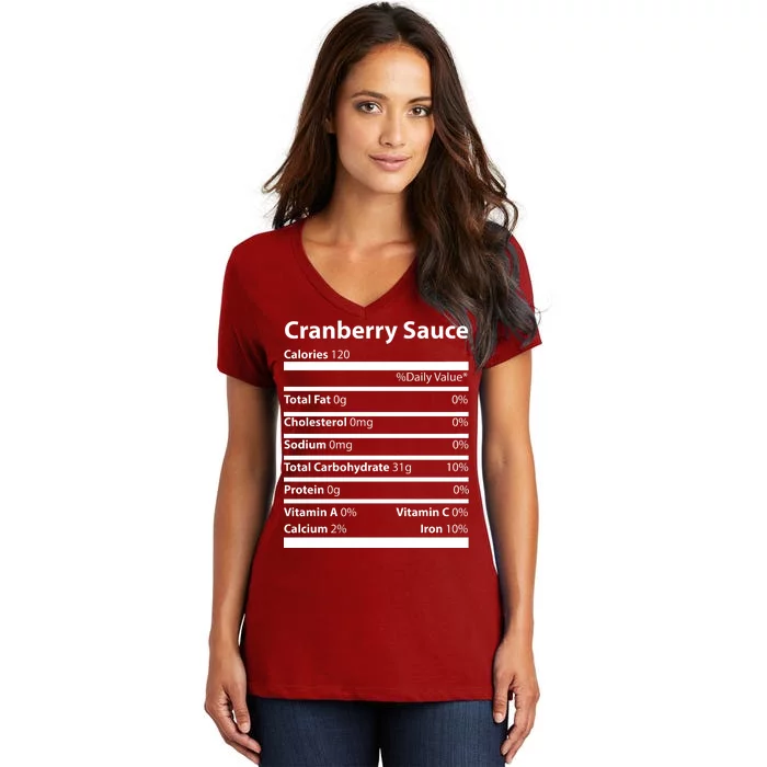 Cranberry Sauce Nutritional Facts Funny Thanksgiving Women's V-Neck T-Shirt