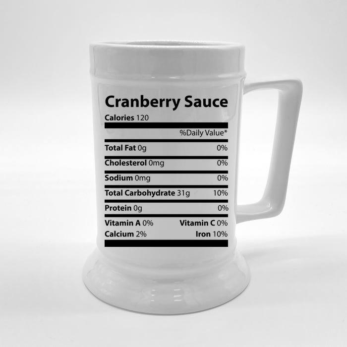 Cranberry Sauce Nutritional Facts Funny Thanksgiving Front & Back Beer Stein