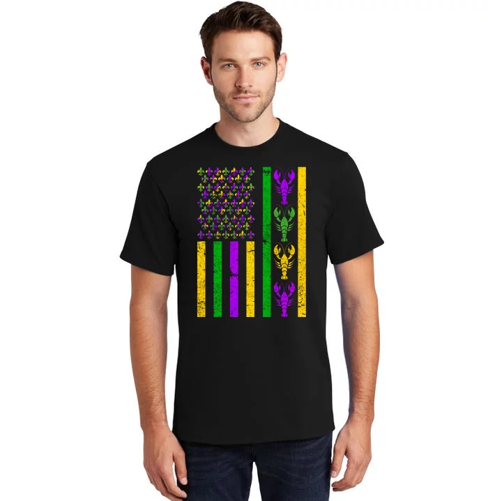 Crawfish Fleur-De-Lis Flag Mardi Gras Tall T-Shirt