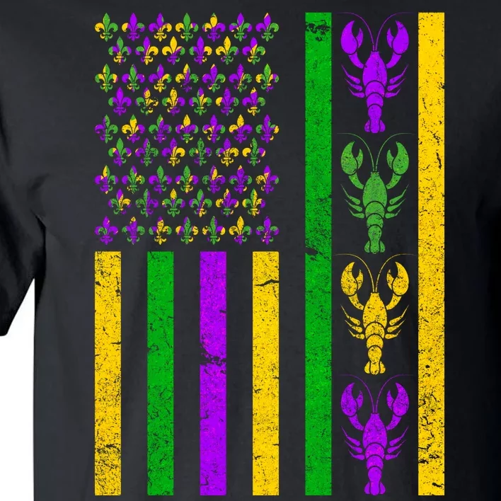 Crawfish Fleur-De-Lis Flag Mardi Gras Tall T-Shirt