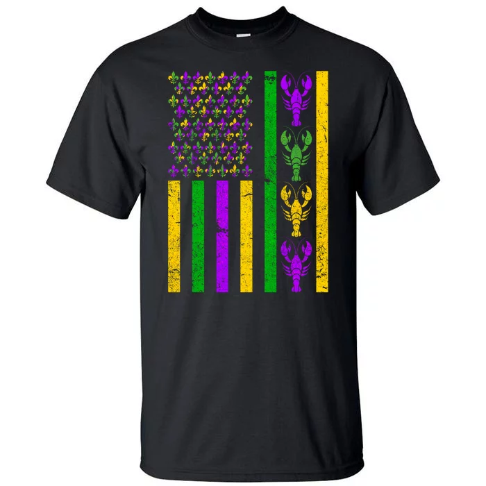 Crawfish Fleur-De-Lis Flag Mardi Gras Tall T-Shirt