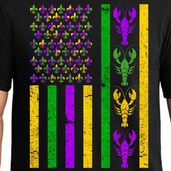 Crawfish Fleur-De-Lis Flag Mardi Gras Pajama Set