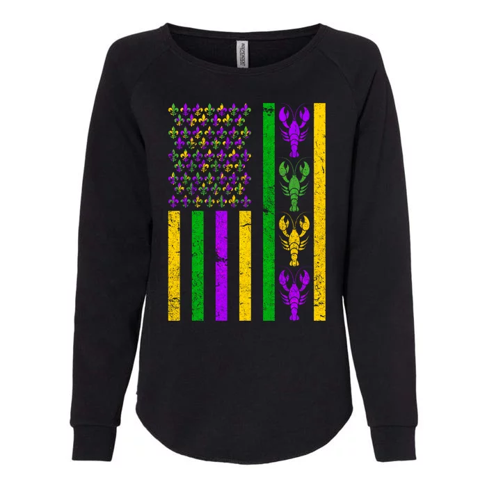 Crawfish Fleur-De-Lis Flag Mardi Gras Womens California Wash Sweatshirt