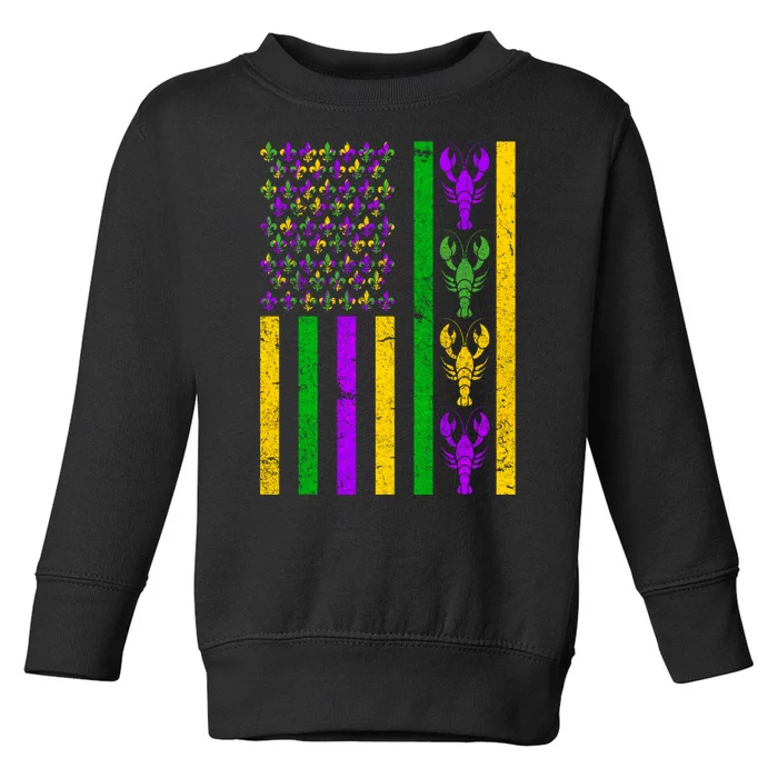 Crawfish Fleur-De-Lis Flag Mardi Gras Toddler Sweatshirt