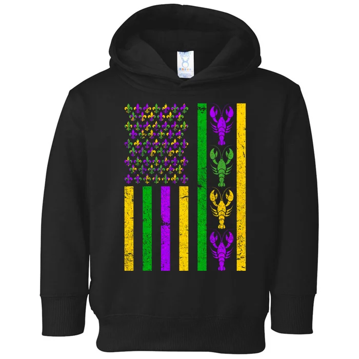 Crawfish Fleur-De-Lis Flag Mardi Gras Toddler Hoodie