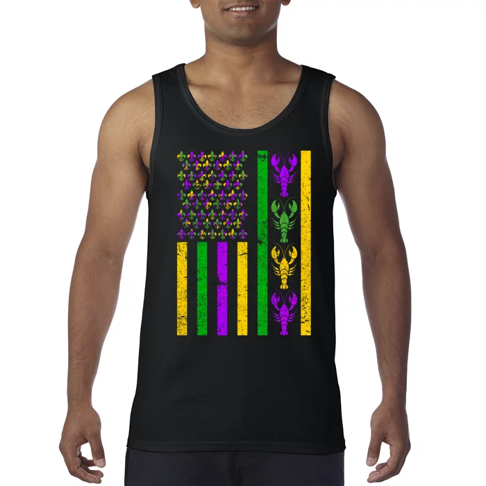 Crawfish Fleur-De-Lis Flag Mardi Gras Tank Top