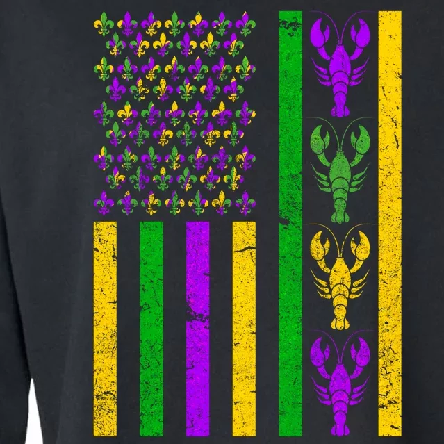 Crawfish Fleur-De-Lis Flag Mardi Gras Cropped Pullover Crew