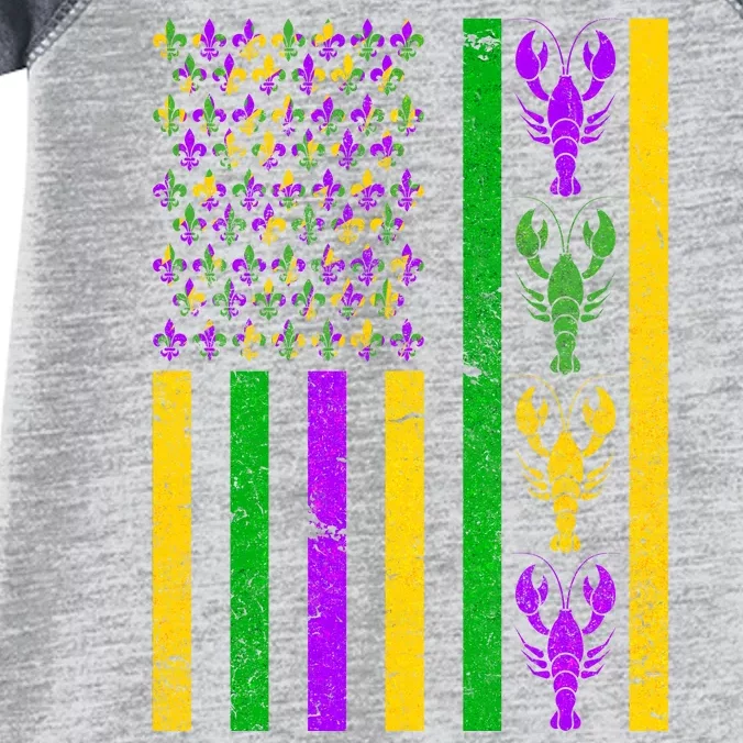 Crawfish Fleur-De-Lis Flag Mardi Gras Infant Baby Jersey Bodysuit