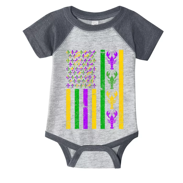 Crawfish Fleur-De-Lis Flag Mardi Gras Infant Baby Jersey Bodysuit