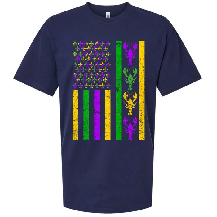 Crawfish Fleur-De-Lis Flag Mardi Gras Sueded Cloud Jersey T-Shirt