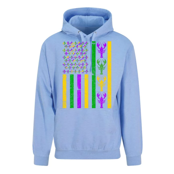 Crawfish Fleur-De-Lis Flag Mardi Gras Unisex Surf Hoodie