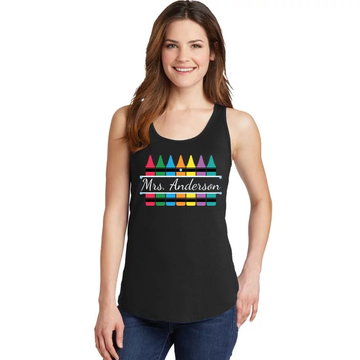 Crayon Customized Teacher Custom Personalize Name Ladies Essential Tank