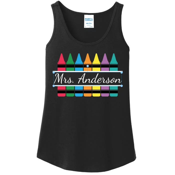 Crayon Customized Teacher Custom Personalize Name Ladies Essential Tank