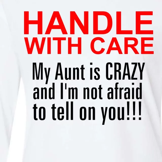 Crazy Aunt - Handle With Care Funny Womens Cotton Relaxed Long Sleeve T-Shirt