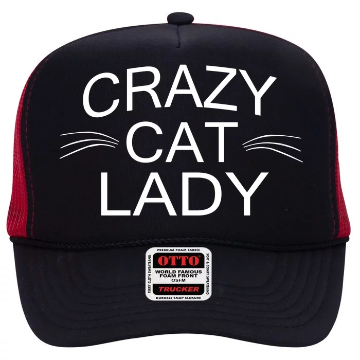 Crazy Cat Lady Whiskers High Crown Mesh Trucker Hat