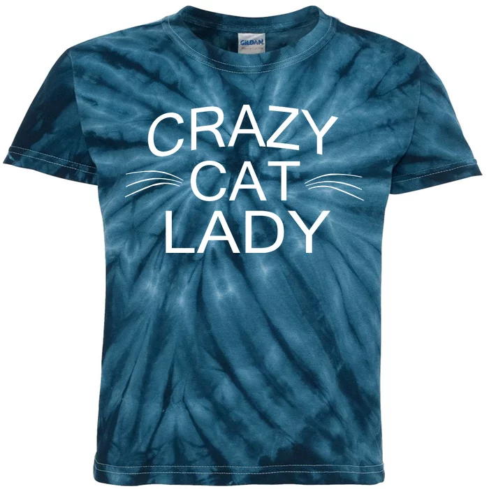 Crazy Cat Lady Whiskers Kids Tie-Dye T-Shirt