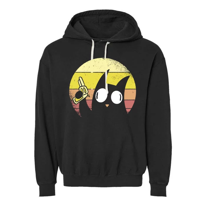 Crazy Cat Retro Sunset Garment-Dyed Fleece Hoodie