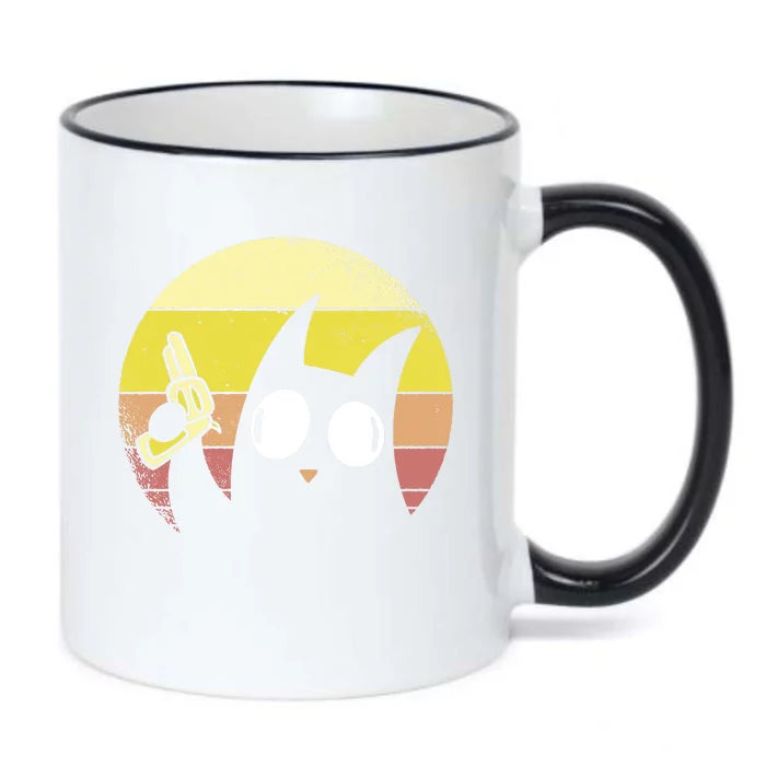 Crazy Cat Retro Sunset Black Color Changing Mug