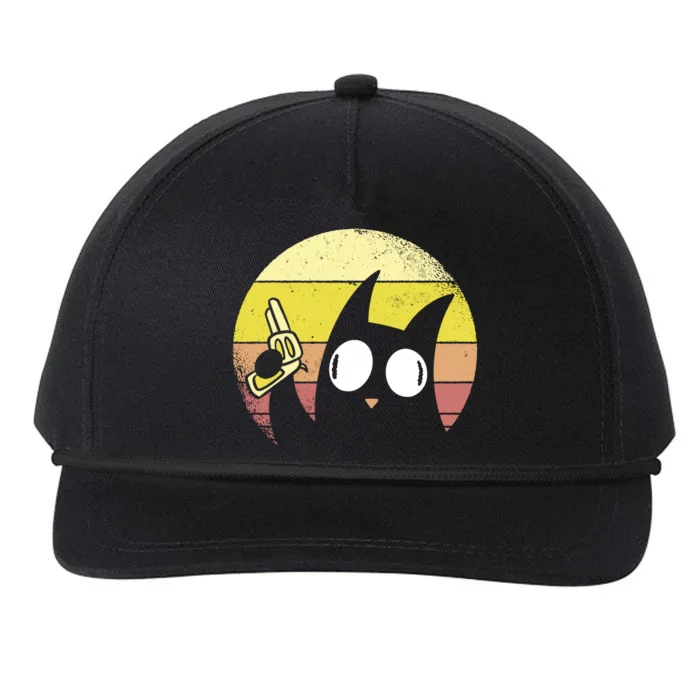 Crazy Cat Retro Sunset Snapback Five-Panel Rope Hat