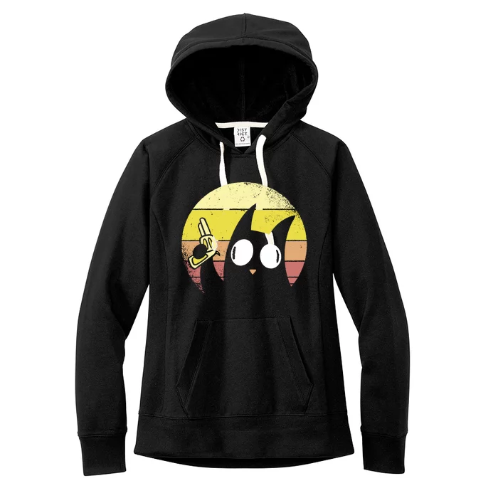 Crazy Cat Retro Sunset Women's Fleece Hoodie