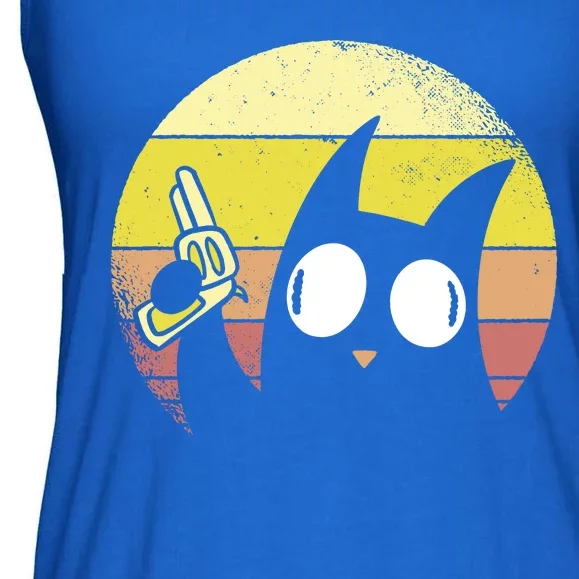 Crazy Cat Retro Sunset Ladies Essential Flowy Tank