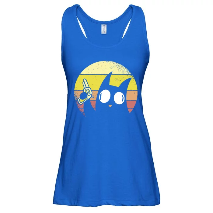 Crazy Cat Retro Sunset Ladies Essential Flowy Tank