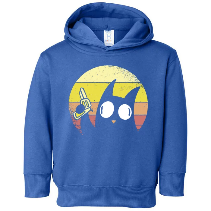 Crazy Cat Retro Sunset Toddler Hoodie