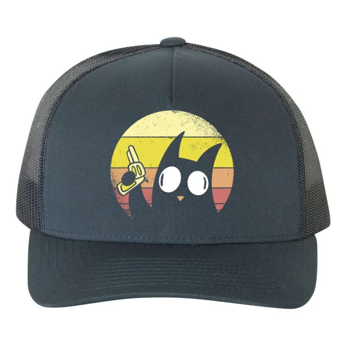 Crazy Cat Retro Sunset Yupoong Adult 5-Panel Trucker Hat