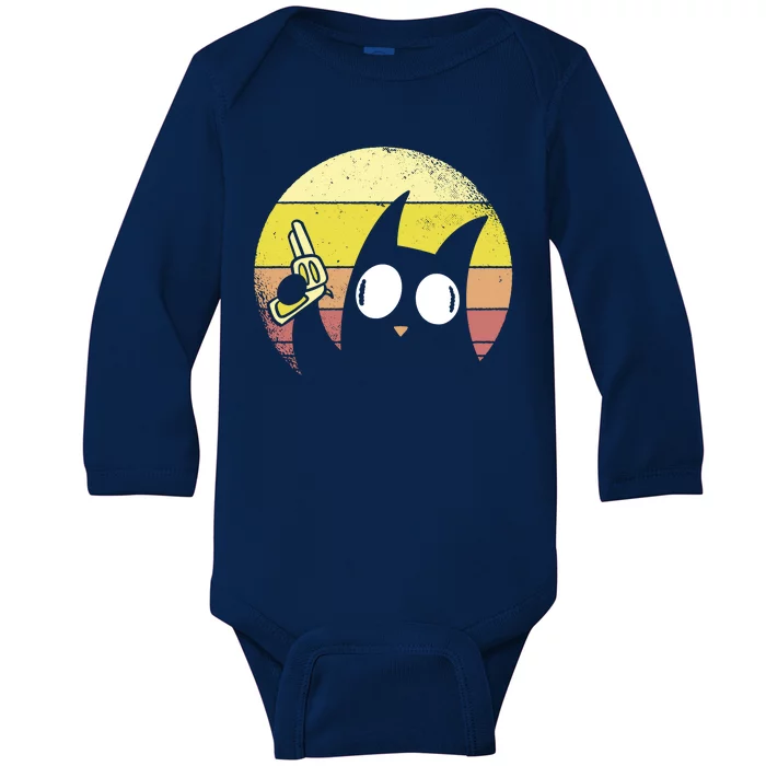 Crazy Cat Retro Sunset Baby Long Sleeve Bodysuit