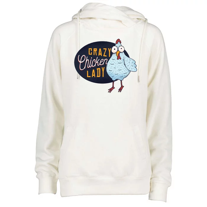 Crazy Chicken Lady Womens Funnel Neck Pullover Hood