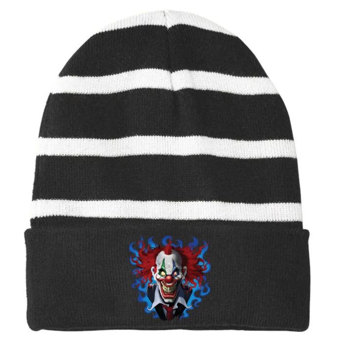 Crazy Clown Striped Beanie with Solid Band