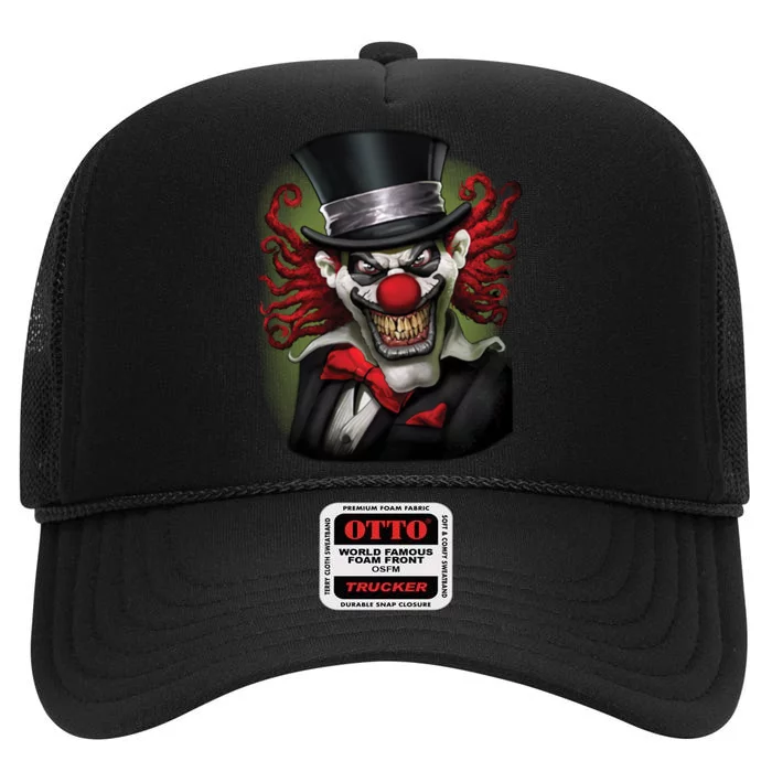 Crazy Clown Smiling High Crown Mesh Trucker Hat