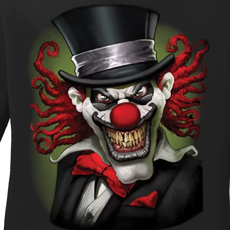 Crazy Clown Smiling Ladies Long Sleeve Shirt