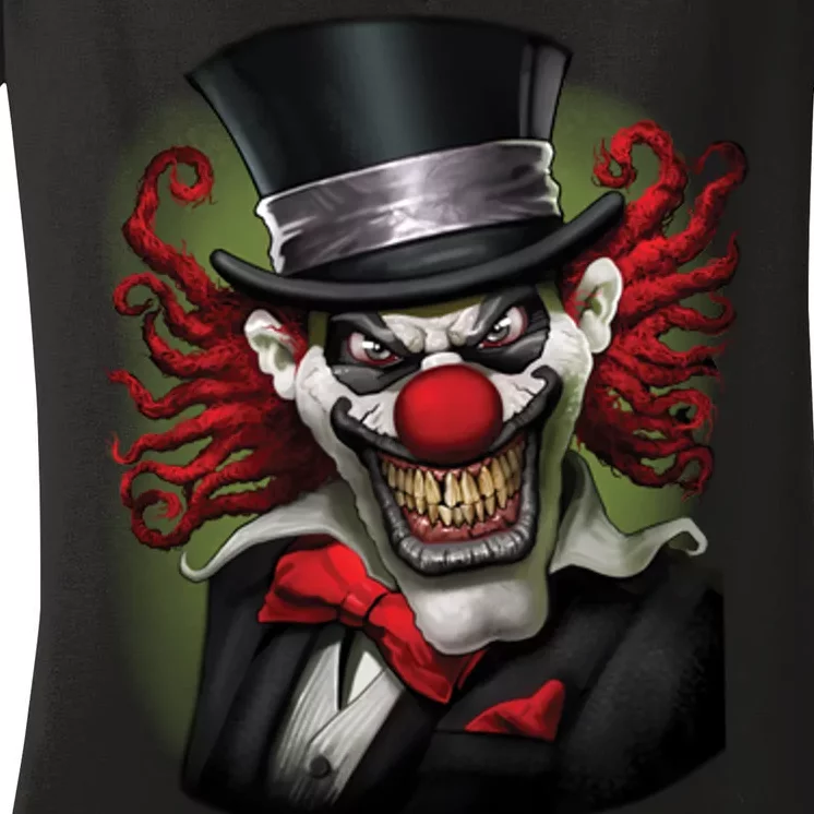 Crazy Clown Smiling Women's V-Neck T-Shirt