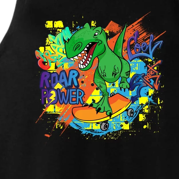 Crazy Cool Skateboarding T-Rex Ladies Tri-Blend Wicking Tank