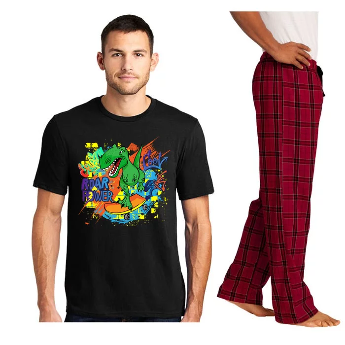 Crazy Cool Skateboarding T-Rex Pajama Set