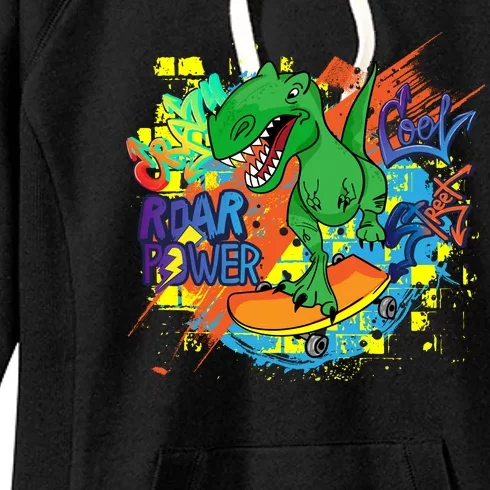 Crazy Cool Skateboarding T-Rex Women's Fleece Hoodie