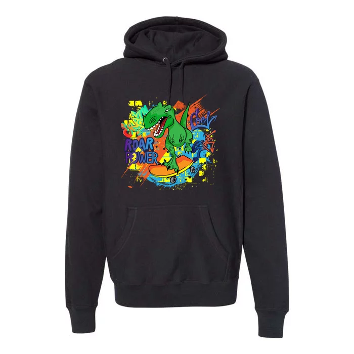 Crazy Cool Skateboarding T-Rex Premium Hoodie