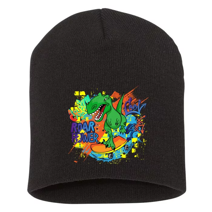 Crazy Cool Skateboarding T-Rex Short Acrylic Beanie