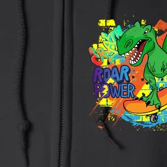 Crazy Cool Skateboarding T-Rex Full Zip Hoodie