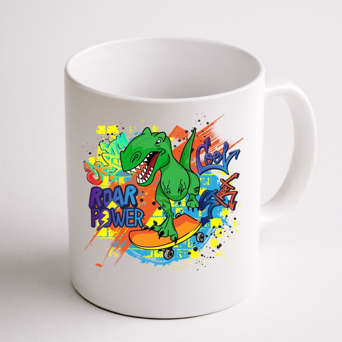 Crazy Cool Skateboarding T-Rex Front & Back Coffee Mug