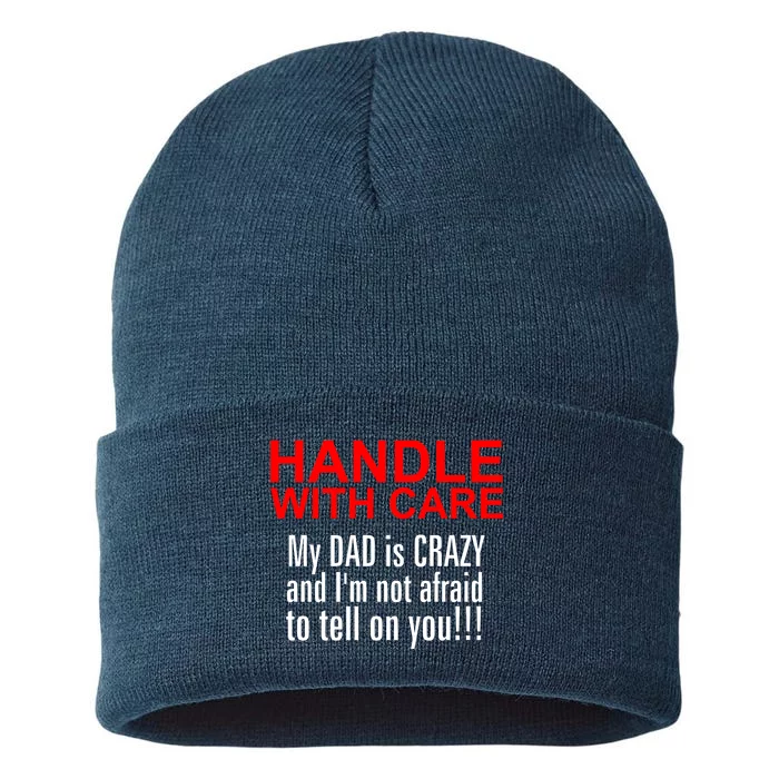 Crazy Dad - Handle With Care Funny Sustainable Knit Beanie