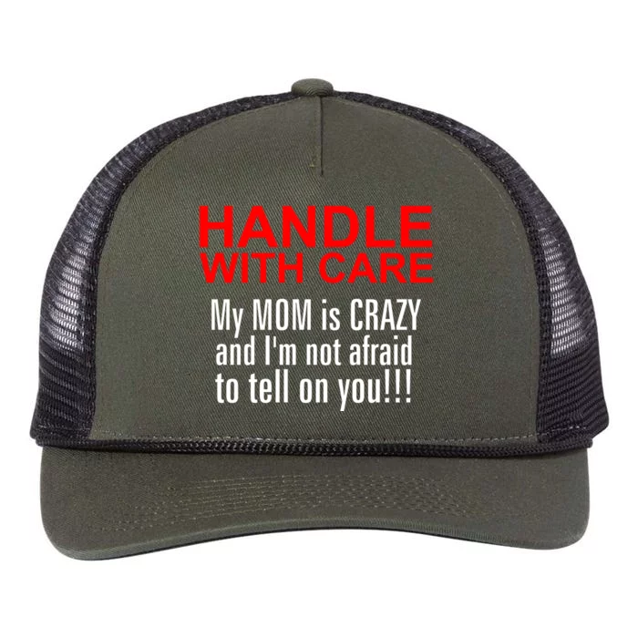 Crazy Mom - Handle With Care Funny Retro Rope Trucker Hat Cap