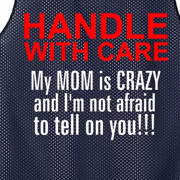 Crazy Mom - Handle With Care Funny Mesh Reversible Basketball Jersey Tank